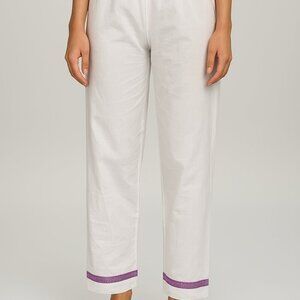 Pitusa White Cotton Pants with Trim – Size M